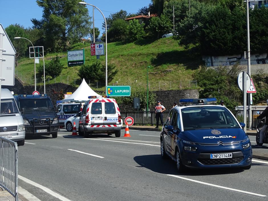 Control en la frontera entre España y Francia en Irún con motivo de la reunión del G-7 en Biarritz (Francia) en agosto de 2019