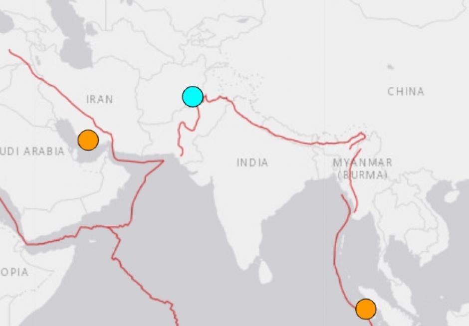 Mapa de localización del terremoto en Afganistán la madrugada del 22 de junio