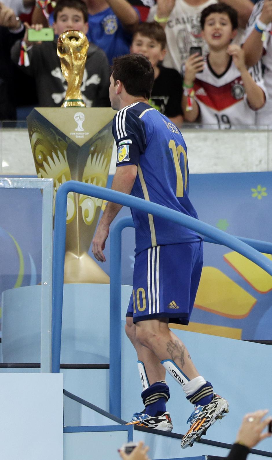 Leo Messi tras perder la final del Mundial de Brasil en 2014