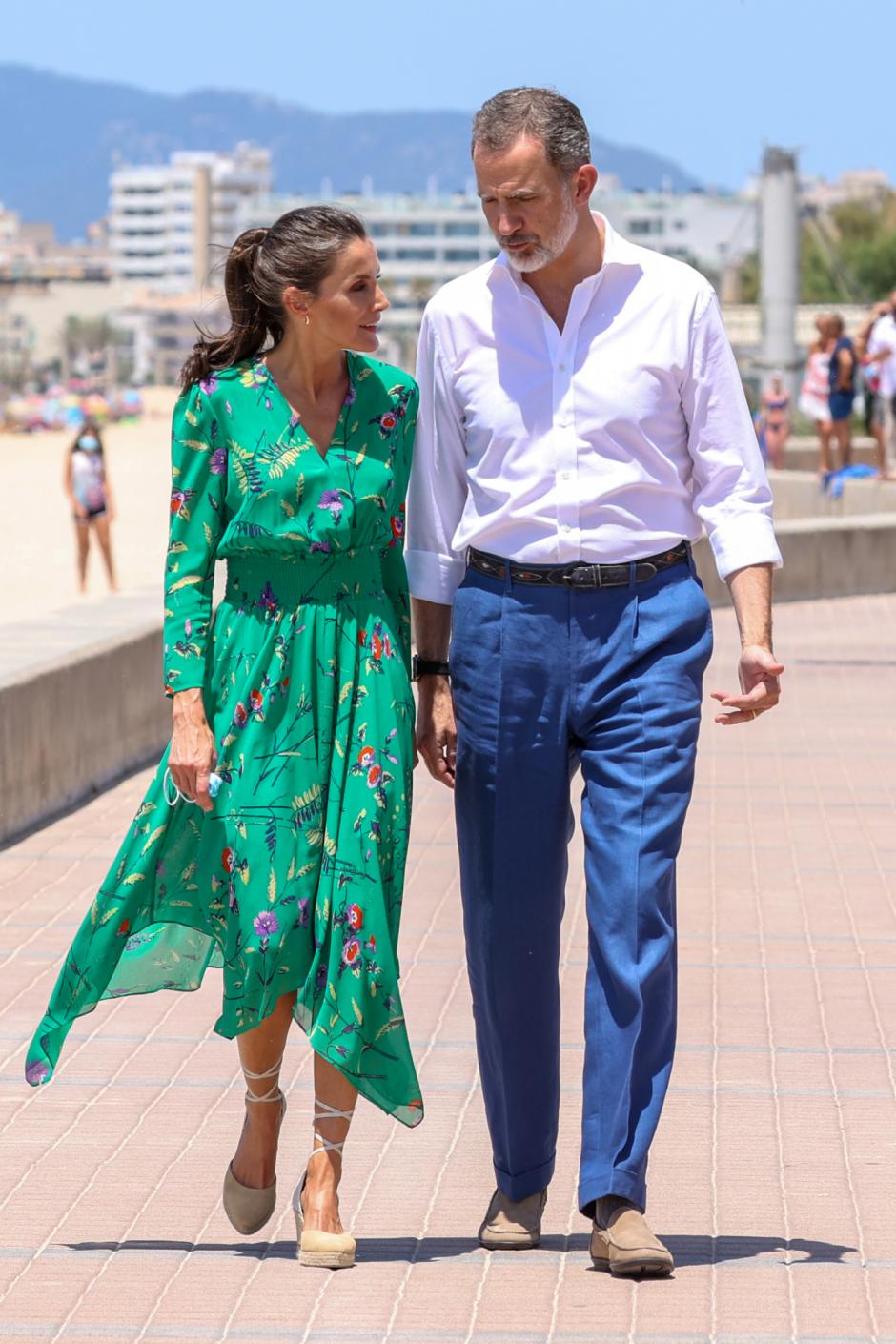 Spanish King Felipe VI and Queen Letizia Ortiz visit Palma Beach on occasion of their travel to Balearic Islands in Palma de Mallorca, 25 June 2020.