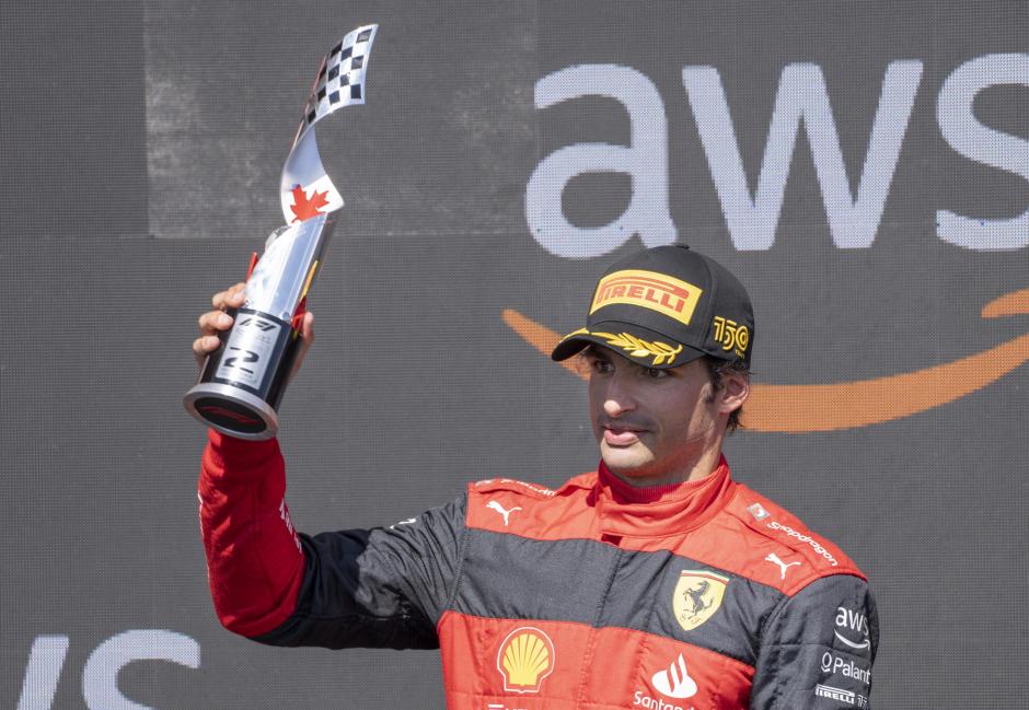 Carlos Sainz en el podio del GP de Canadá 2022