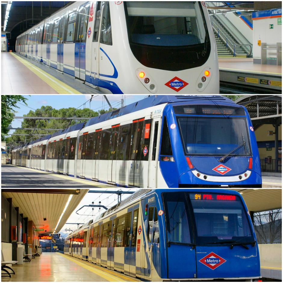 Diferentes modelos del Metro de Madrid