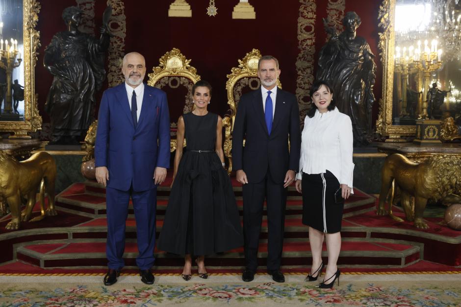 Spanish King Felipe VI and Queen Letizia Ortiz with Albania's Prime Minister Edi Rama and wife Linda Rama during oficial dinner ceremony on occassion of 32 edition of NATO (OTAN) summit in Madrid on Tuesday, 28 June 2022