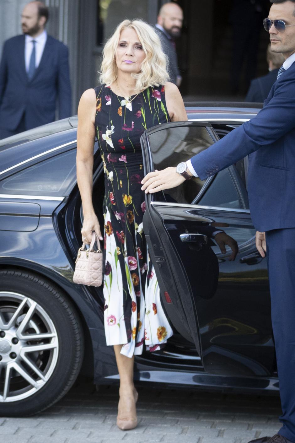 Lidija Đukanović, primera dama de Montenegro, a su llegada al Teatro Real de Madrid