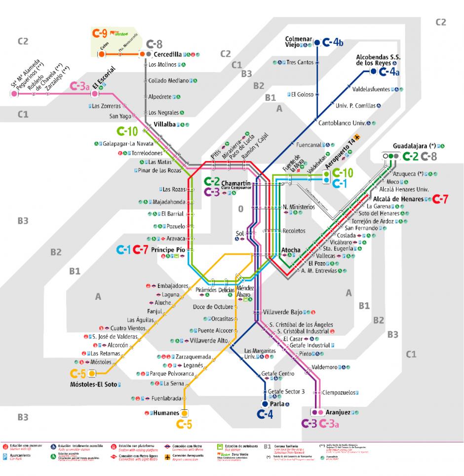 Plano del Cercanías de Madrid