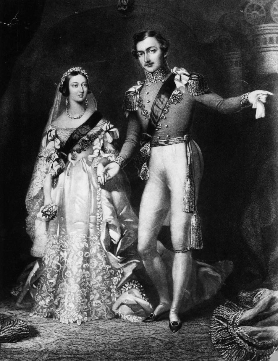 10th February 1840:  Queen Victoria (1819 - 1901) and Prince Albert (1819 - 1861) on their return from the marriage service at St James's Palace, London. Original Artwork: Engraved by S Reynolds after F Lock.  (Photo by Rischgitz/Getty Images)