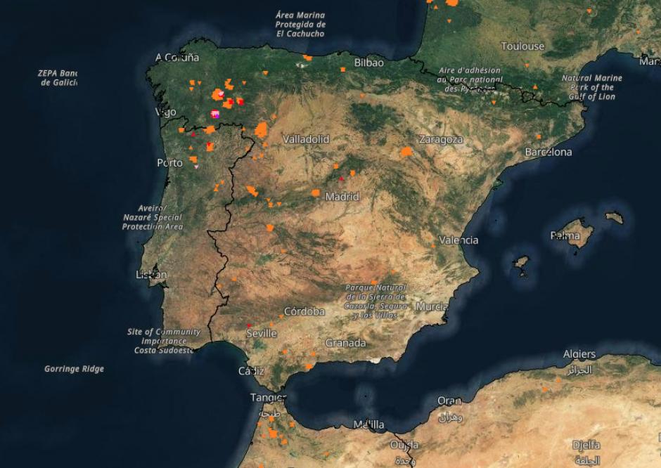 Incendios activos en España en los últimos siete días