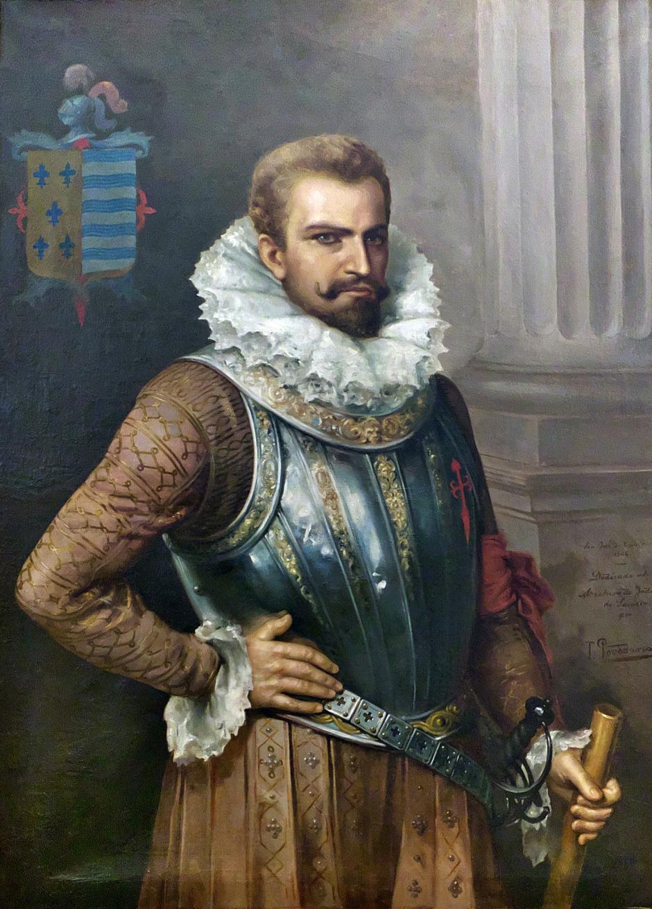 Retrato del adelantado Pedro de Alvarado encontrado en el Archivo General de Indias, pintado por Tomás Povedano (siglo XX)