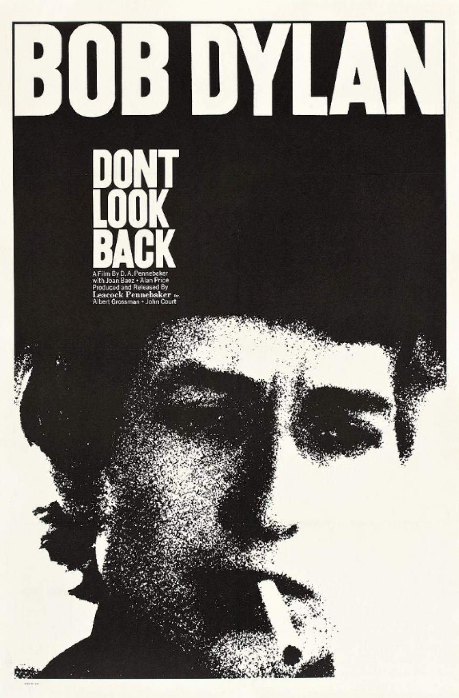 Cartel del documental 'Dont Look Back' sobre la gira de Bob Dylan por el Reino Unido en 1965