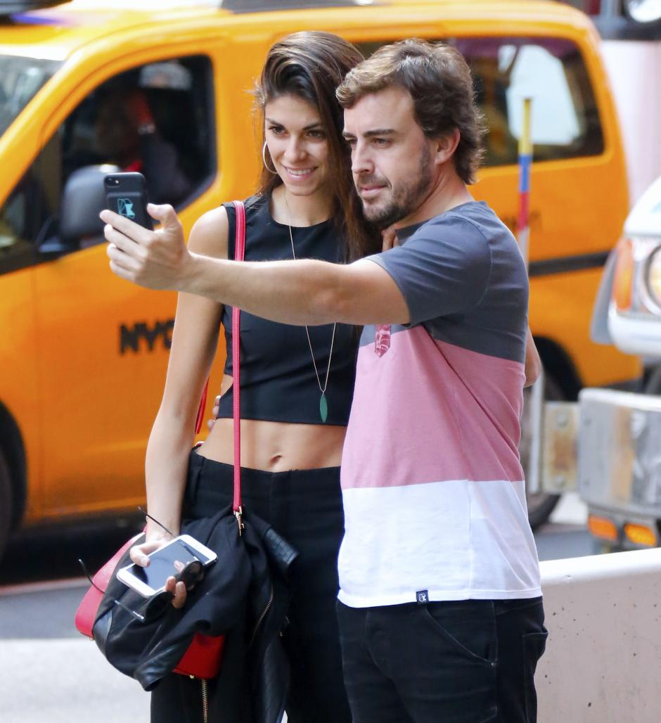 Driver Fernando Alonso and model Linda Morselli in New York on May 31th, 2017.