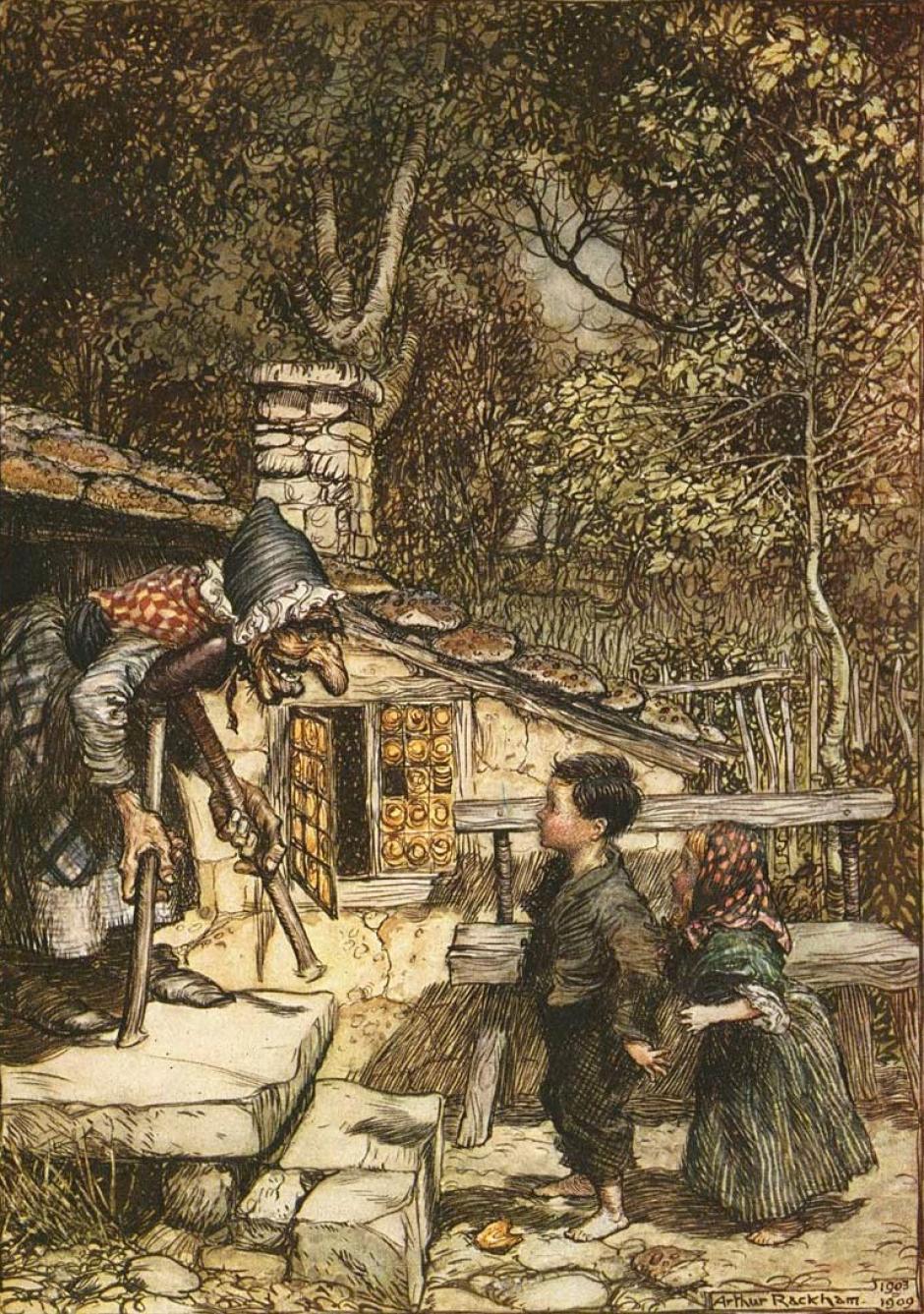 Hansel y Gretel. Ilustración de Arthur Rackham