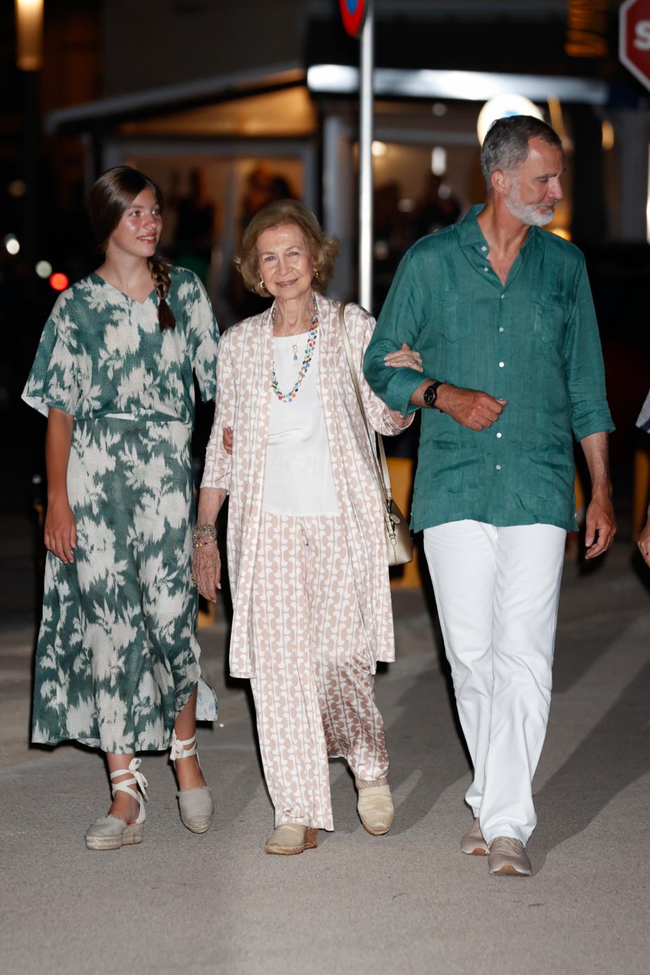 King Felipe VI and Queen Letizia Ortiz with Spanish Queen Sofia de Grecia , Princess Leonor de Borbon and Infanta Sofia de Borbon in Palma de Mallorca, 05 August 2022