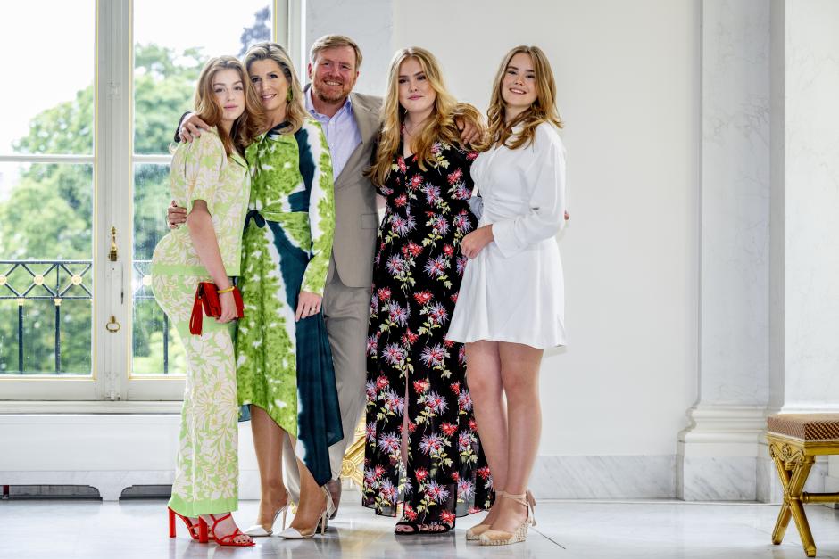 King Willem Alexander, Queen Maxima, Princess Amalia, Princess Alexia, Princess Ariane during the photo session of the royal family at NoordeindePalace.
