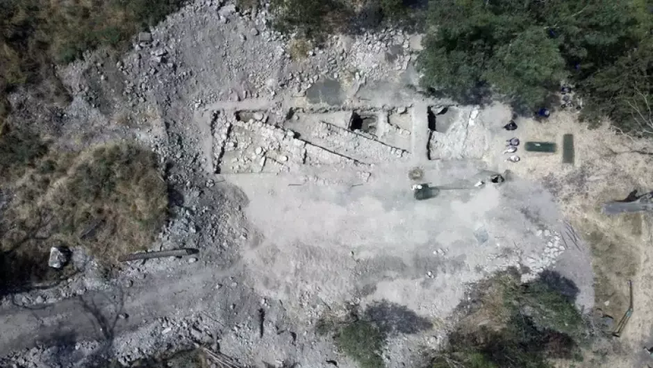 Una vista aérea de las excavaciones en el-Araj, posiblemente la antigua ciudad de Betsaida /Julias y hogar de tres de los apóstoles de Jesús