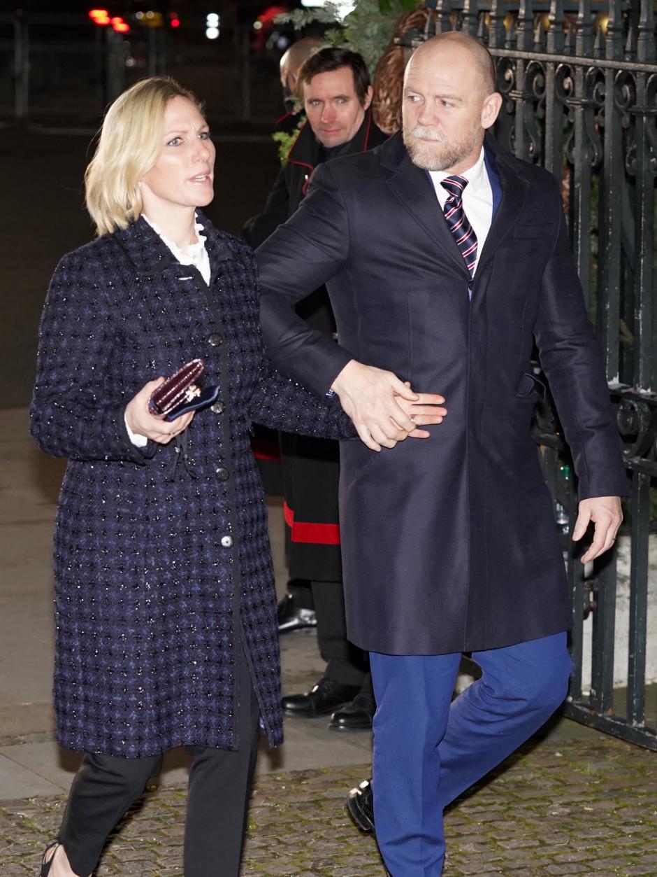Zara Phillips and Mike Tindall attending Christmascommunity service  in London. Picture date: Wednesday December 8, 2021.