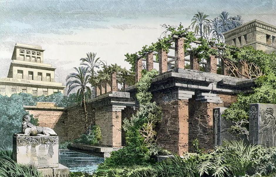 Jardines colgantes de Babilonia, pintura de Ferdinand Knab (1886)