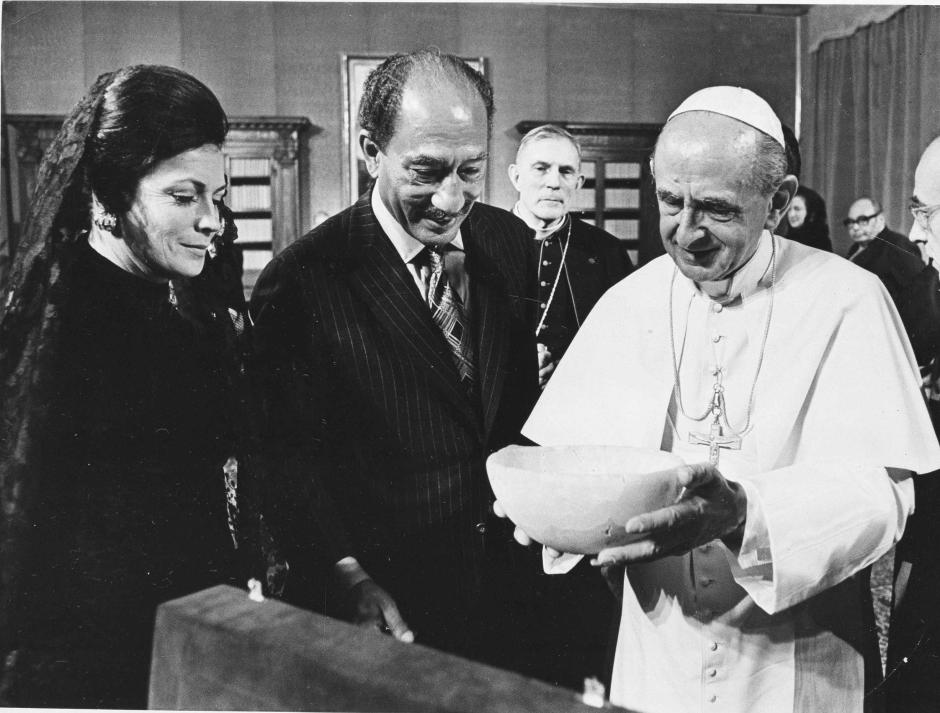 Pablo VI con el presidente de Egipto Anwar Sadat en 1976