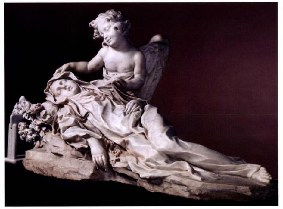 La muerte de Santa Rosa de Lima esculpida por Melchiorre Cafà