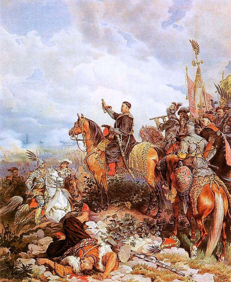 El rey John III Sobieski bendiciendo el ataque polaco sobre los otamanos en la Batalla de Viena por Juliusz Kossak