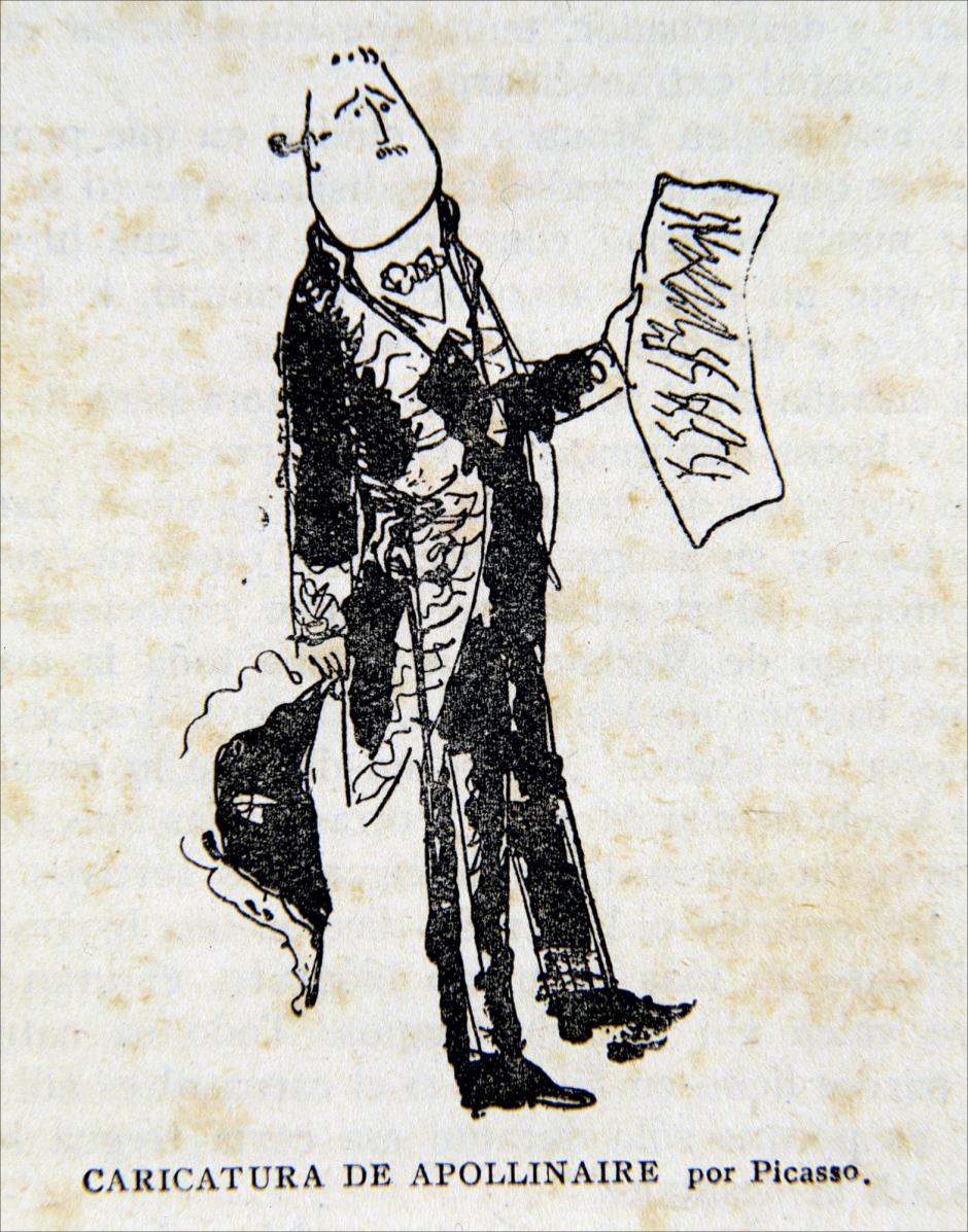 Caricatura de Apollinaire, por Picasso