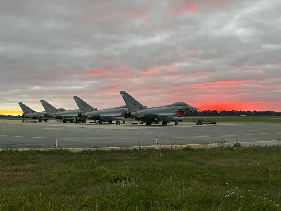 Los cuatro Eurofighter del Ejército del Aire español desplegados en Estonia