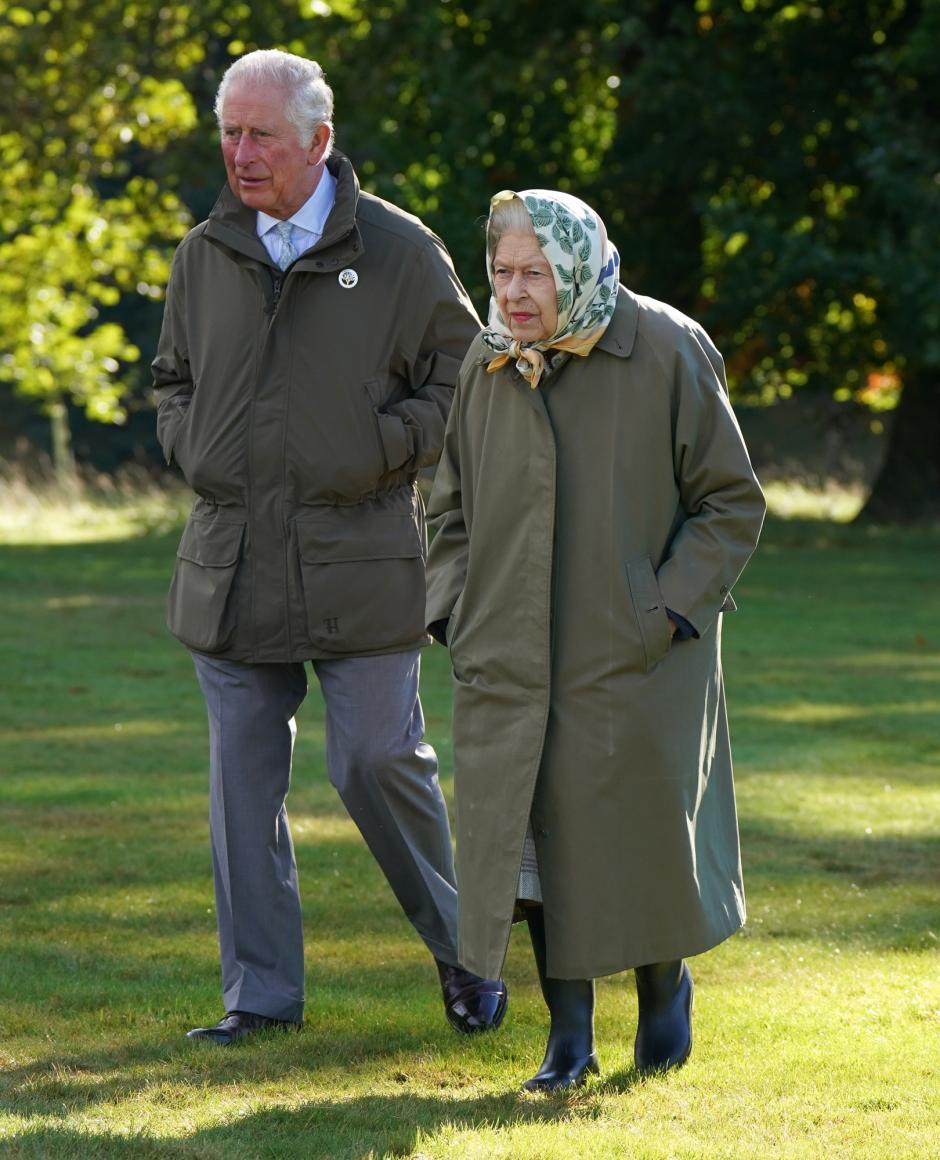 Queen Elizabeth II and Prince Charles of Wales marked the start of the official planting season in Balmoral on Friday October 1, 2021. *** Local Caption *** .