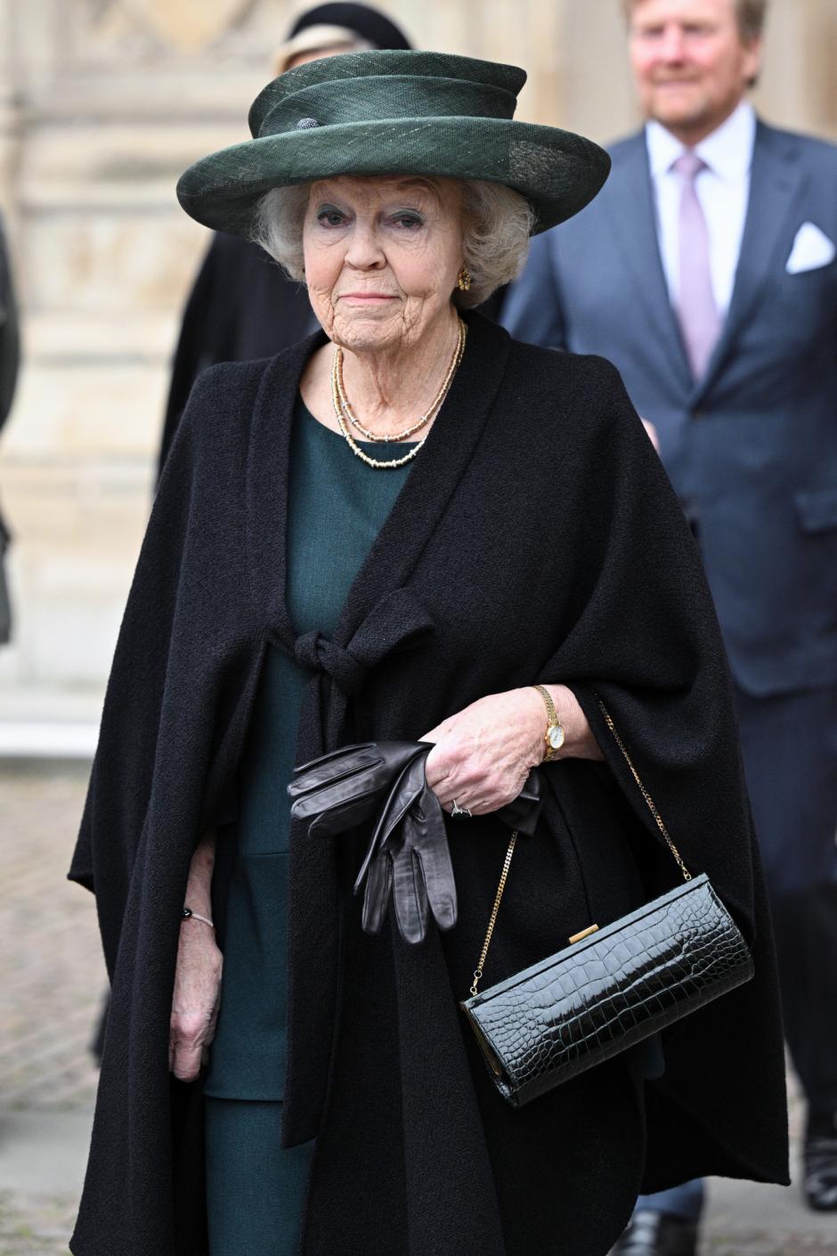 Queen Beatrix of The Netherlands attending a Service of Thanksgiving for Prince Philip, Duke of Edinburgh at WestminsterAbbey in London, Tuesday, March 29, 2022.