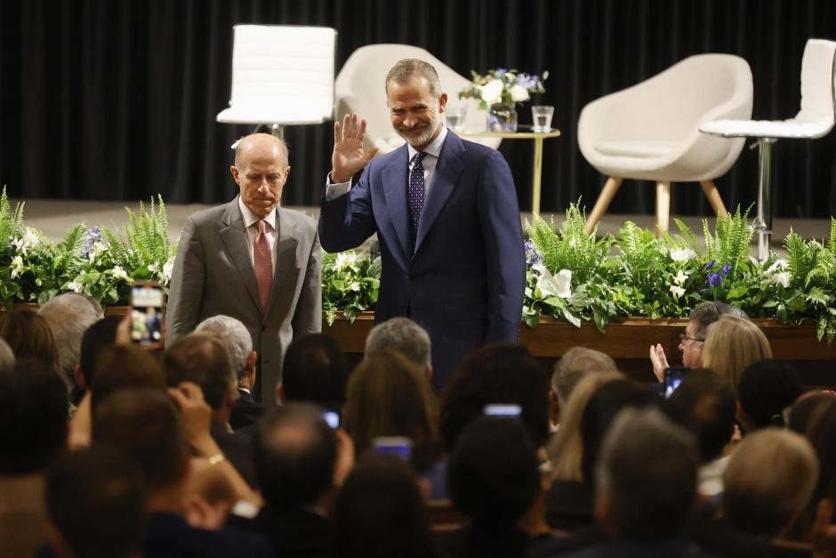 El Rey Felipe a su llegada a la inauguración del Congreso Internacional de abogados “Madrid 2022 fall meeting”, este martes en Madrid