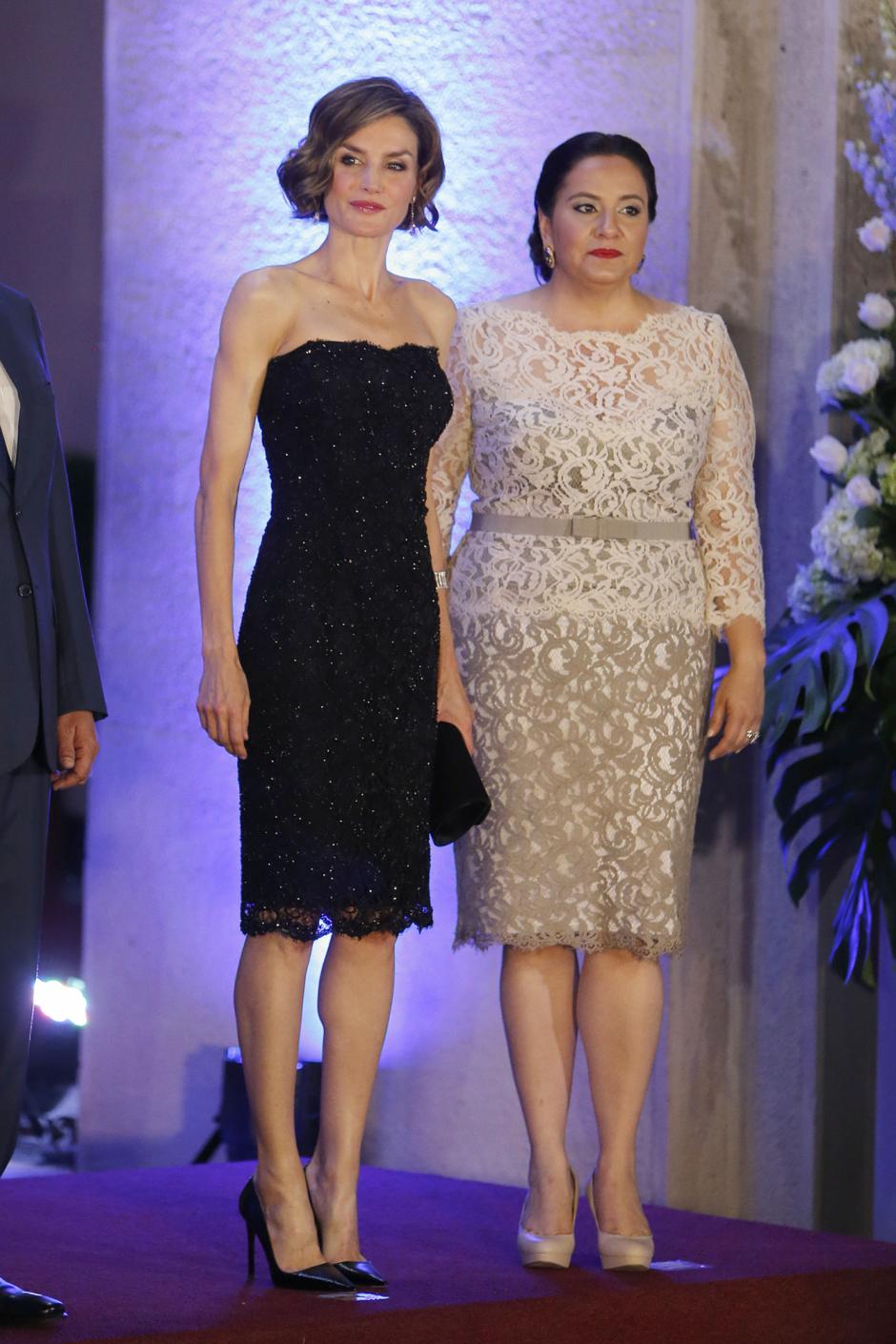 Queen of Span Letizia Ortiz and First lady of Honduras Ana Garcia during an official dinner in honor of Queen of Spain in Tegucigualpa, Honduras.
25th May, 2015