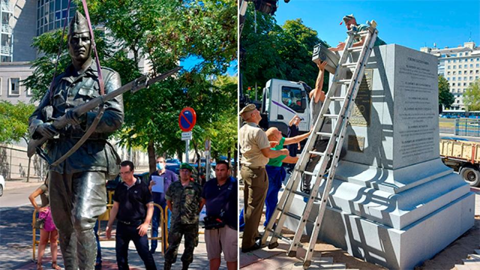 Montaje estatua Legión Madrid