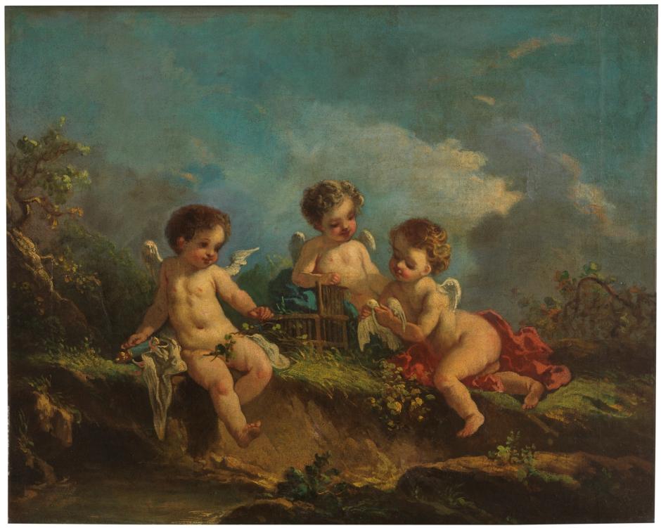 'Amorcillos jugando con un pichón', de François Boucher (copia)