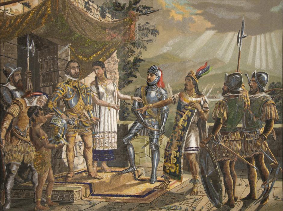 Malinche, haciendo de intérprete para Hernán Cortés / La Malinche por Ramón Canto