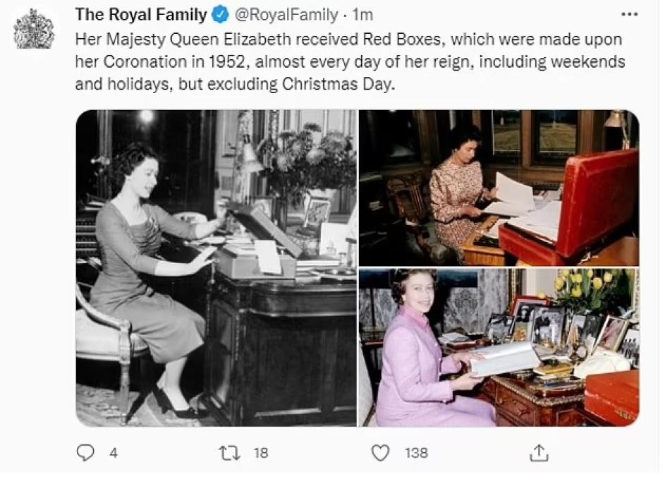 Isabel II con sus cajas rojas