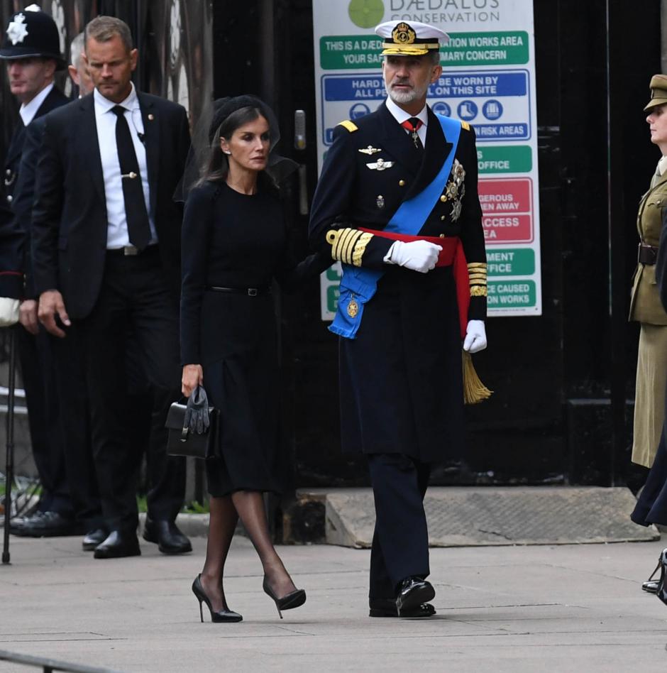 Spain King Felipe and Queen Letizia during funeral service of Queen Elizabeth II at WestminsterAbbey , London, Monday, Sept. 19, 2022.