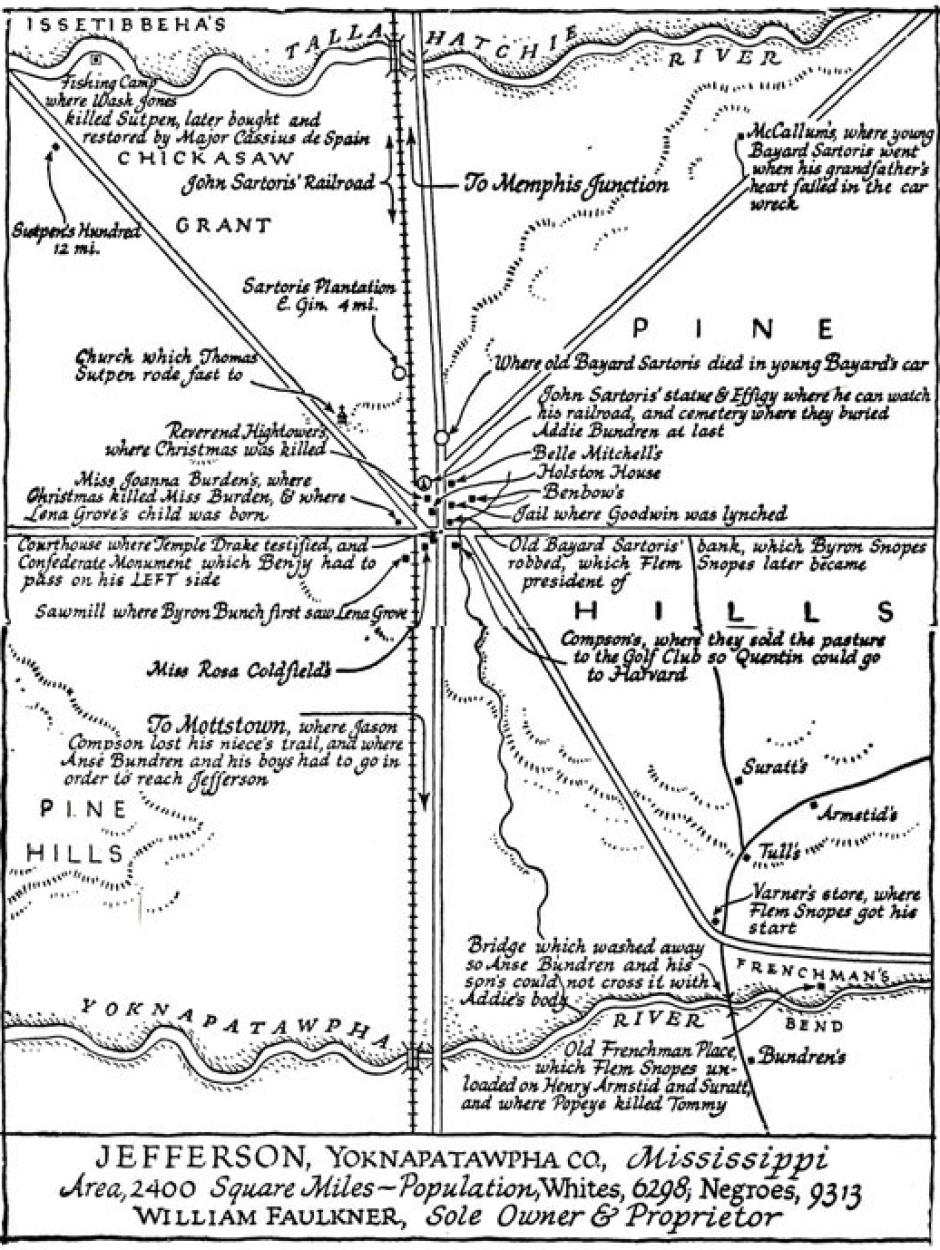 Mapa del condado imaginario de Yoknapatawpha
