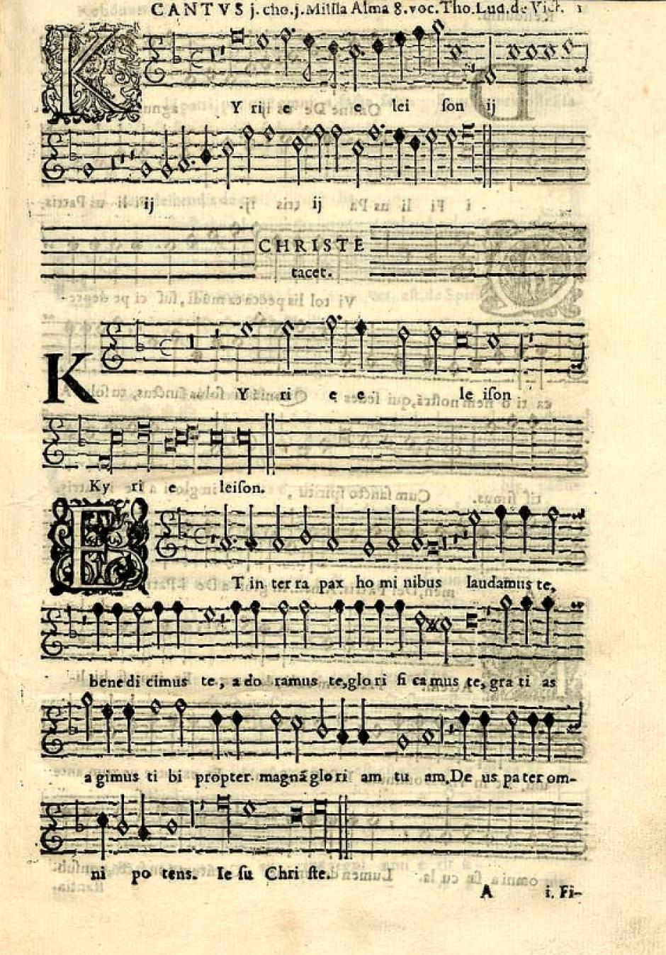 Partitura de 'Missa alma redemptoris', (1600).