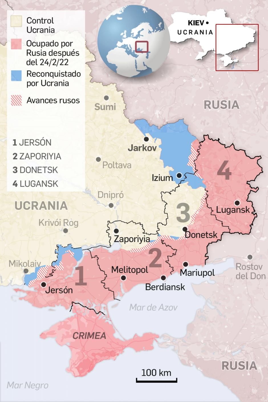 Mapa avances Ucrania