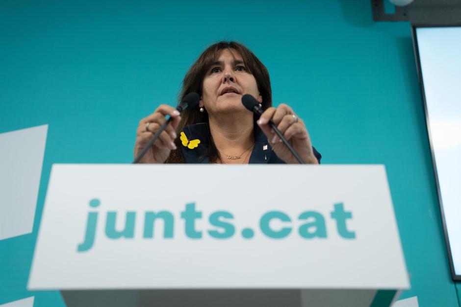 La presidenta de Junts, Laura Borràs, ofrece una rueda de prensa tras la decisión de Junts de abandonar el Govern