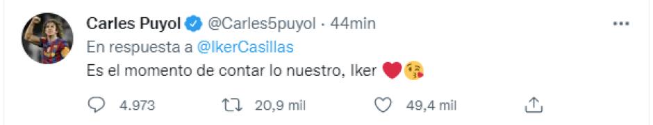La respuesta de Carles Puyol al mensaje de Iker Casillas