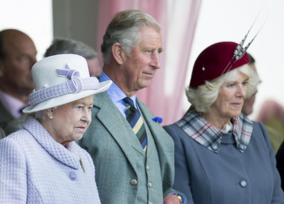 HM Queen Elizabeth ll with Prince Charles and Camilla, Duchess of Cornwall at the Braemar Gathering in the Princess Royal and Duke of Fife Memorial Park in Braemar.