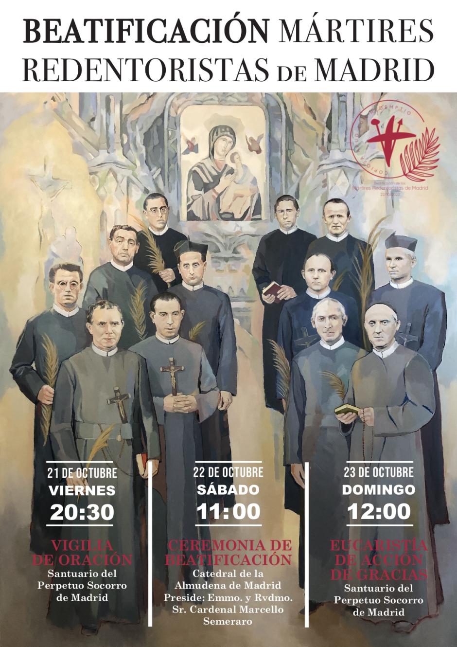 Del 21 al 23 de diciembre se celebrarán tres actos con motivo de la beatificación de los12 misioneros redentoristas