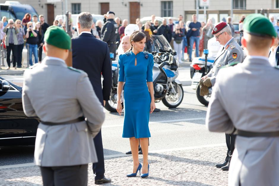 Spanish Queen Letizia during visit to Victimas de la Victims of War and Tyranny Monument on ocassion the official visit to Germany in Berlin on Monday 17 October 2022.