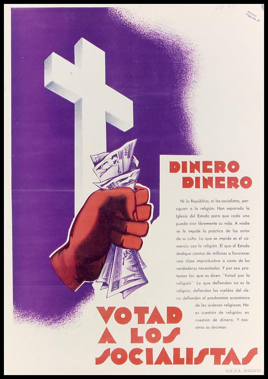Cartel anticlerical del socialismo en la II República