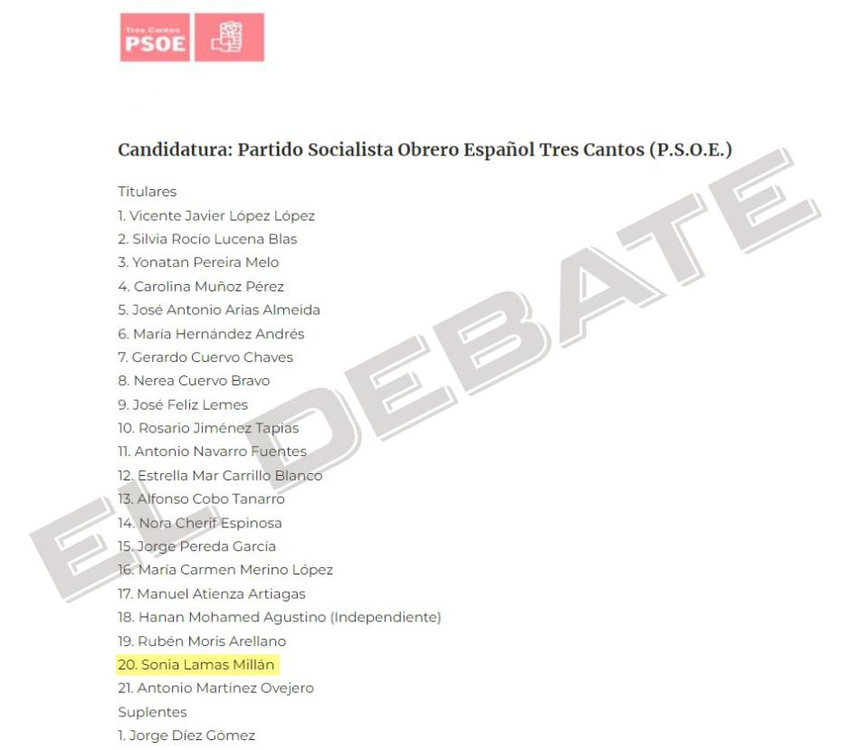 Sonia Lamas se presentó por el PSOE en Tres Cantos en 2019