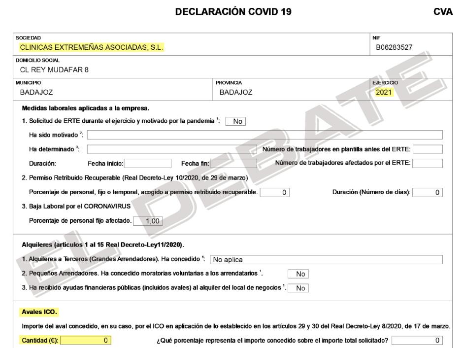 Dator en Badajoz ocultó al Registro Mercantil haber recibido créditos ICO