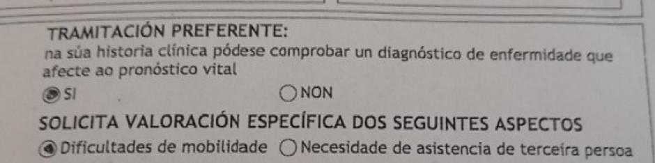 Casilla de tramitación preferente en el modelo de solicitud de la Xunta de Galicia