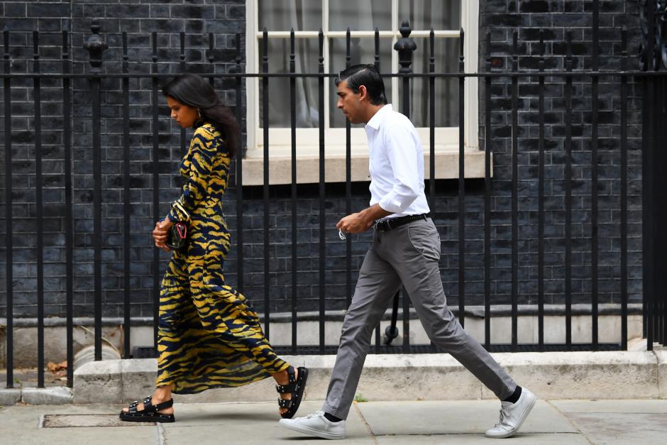 Rishi Sunak, Chancellor of the Exchequer, and his wife Akshata Murthy in London