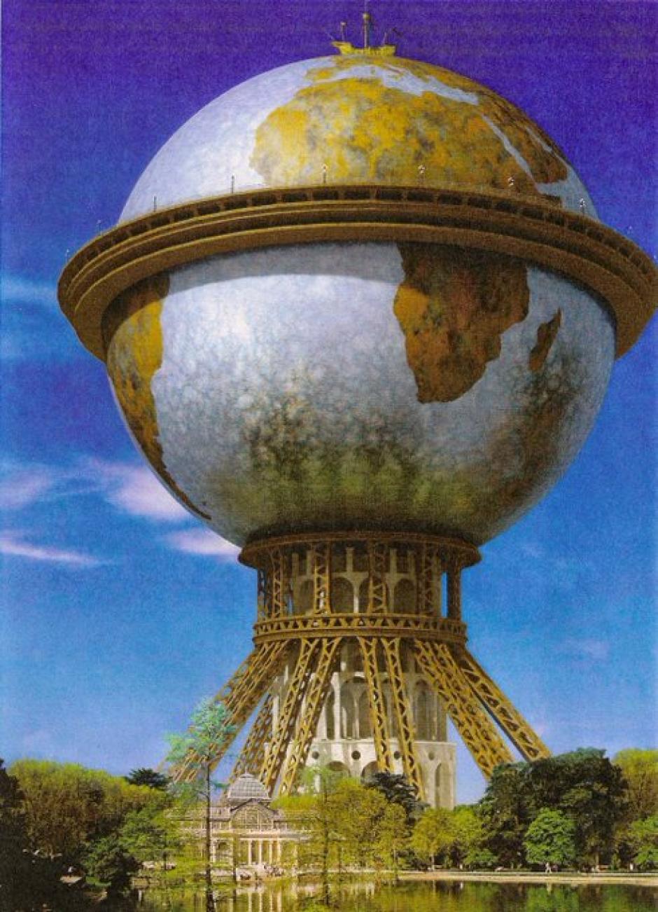Recreación de cómo se vería actualmente en globo terráqueo de Alberto de Palacio en el Parque del Buen Retiro