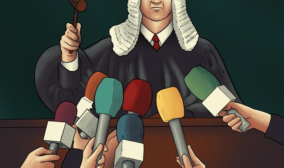 Ilustración: Justicia, medios de comunicacion, juicio