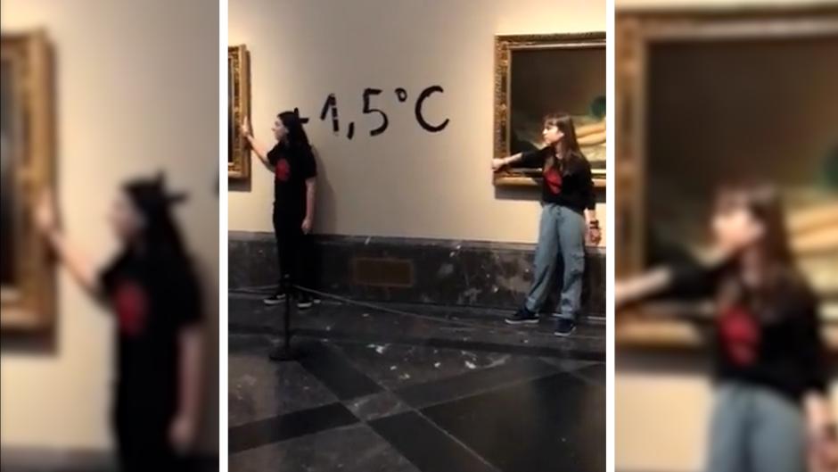 Llegan a España los ataques «ecologistas» al arte: dos activistas se pegan a 'Las Majas' de Goya
